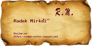 Radek Mirkó névjegykártya